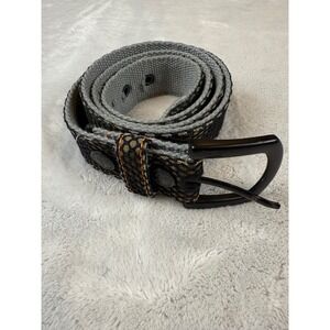 Tony Hawk Mens Canvas Web Belt Black Grey Mesh Orange Skull Crossbones Skate